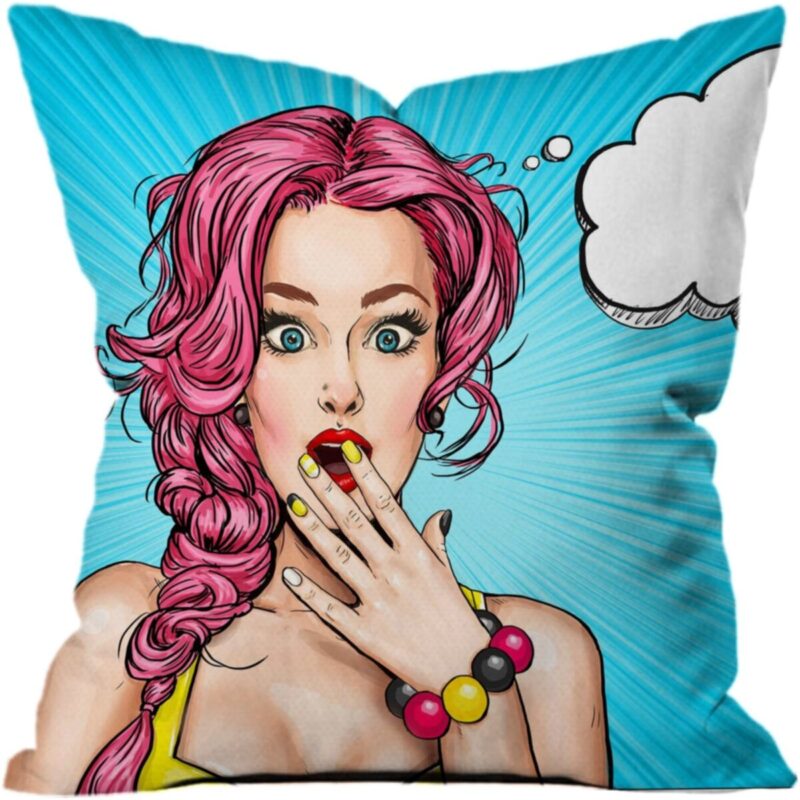 Maviş Şaşkın Kız Yastık Kırlent Kılıfı