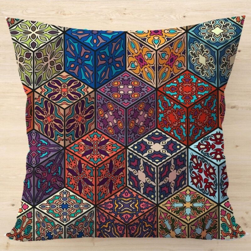 Özel Otantik Tasarım Çift Taraflı 43x43 Kırlent Kılıfı