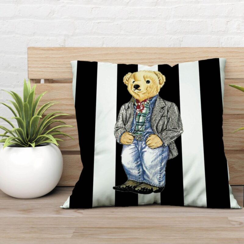 Özel Tasarım Çift Taraflı Teddy Bear 43x43 Kırlent Kılıfı