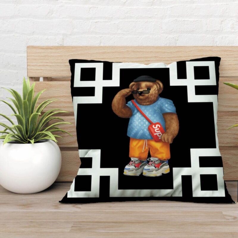 Özel Tasarım Çift Taraflı Teddy Bear 43x43 Kırlent Kılıfı