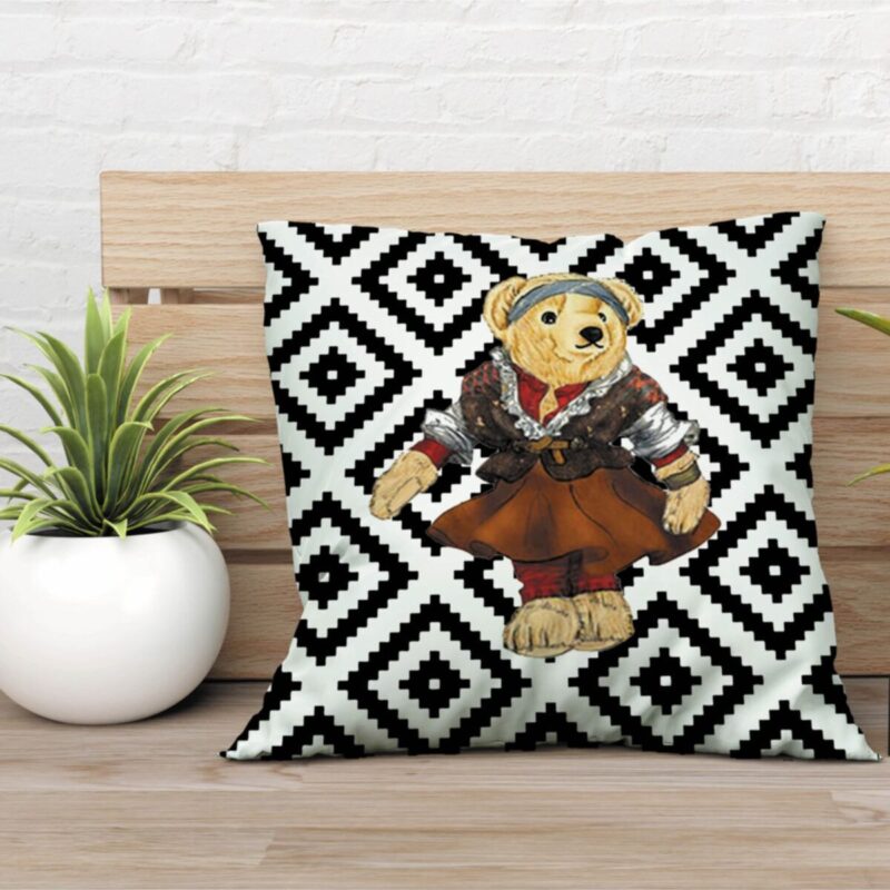 Özel Tasarım Çift Taraflı Teddy Bear 43x43 Kırlent Kılıfı