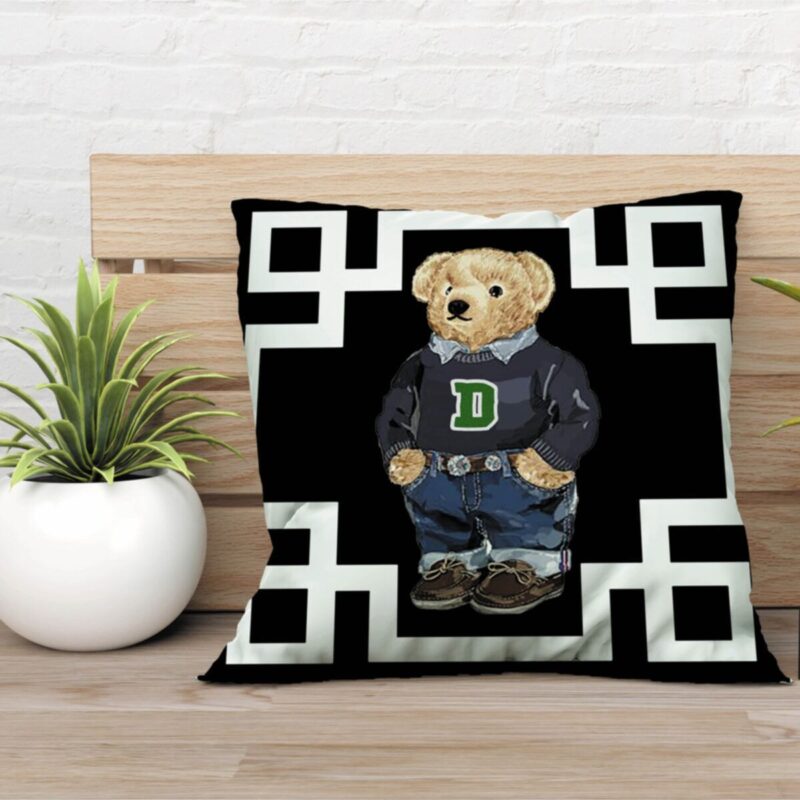 Özel Tasarım Çift Taraflı Teddy Bear 43x43 Kırlent Kılıfı