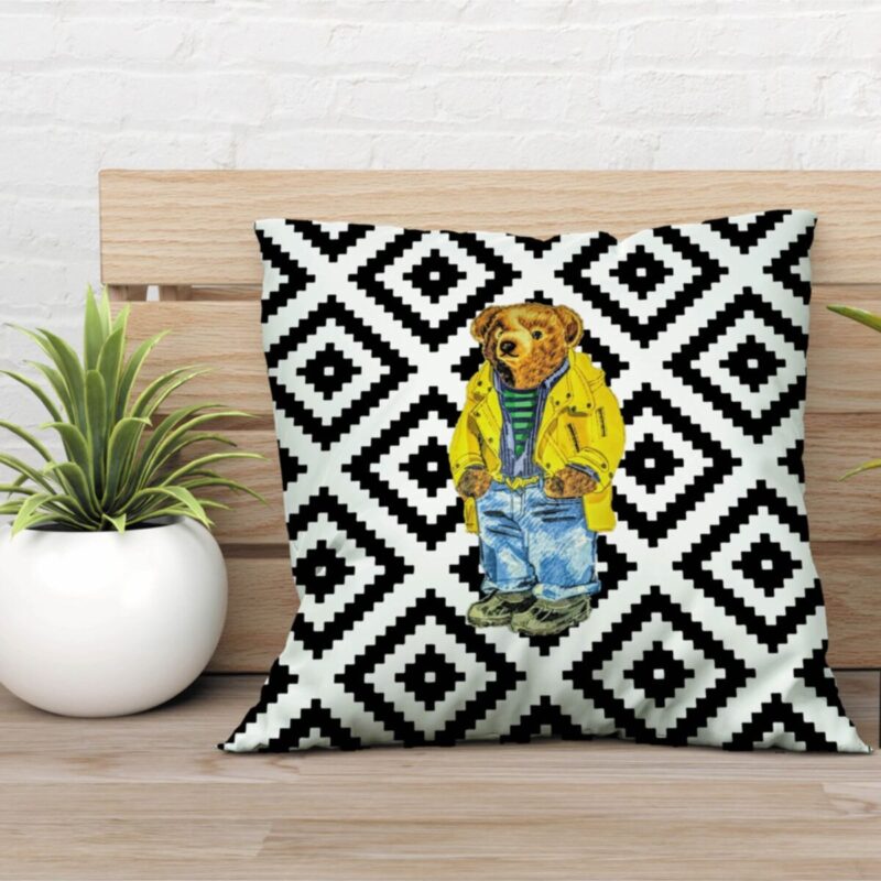 Özel Tasarım Çift Taraflı Teddy Bear 43x43 Kırlent Kılıfı