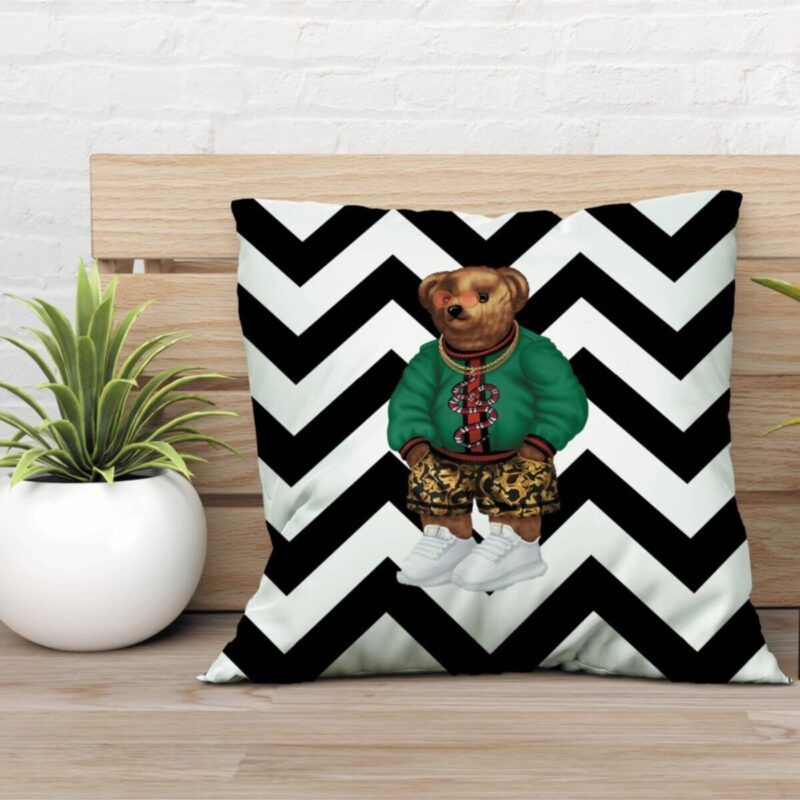 Özel Tasarım Çift Taraflı Teddy Bear 43x43 Kırlent Kılıfı