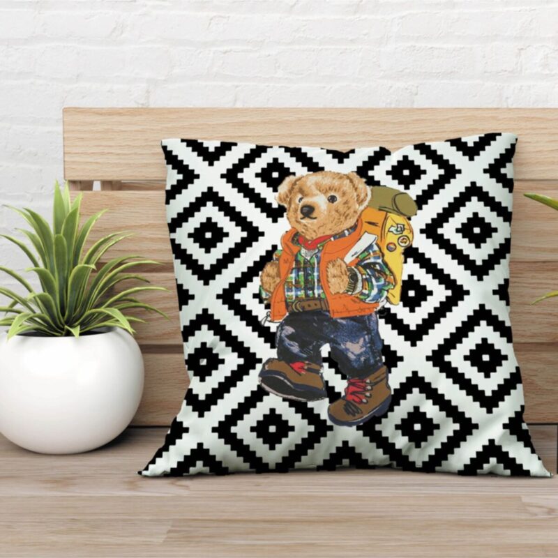 Özel Tasarım Çift Taraflı Teddy Bear 43x43 Kırlent Kılıfı