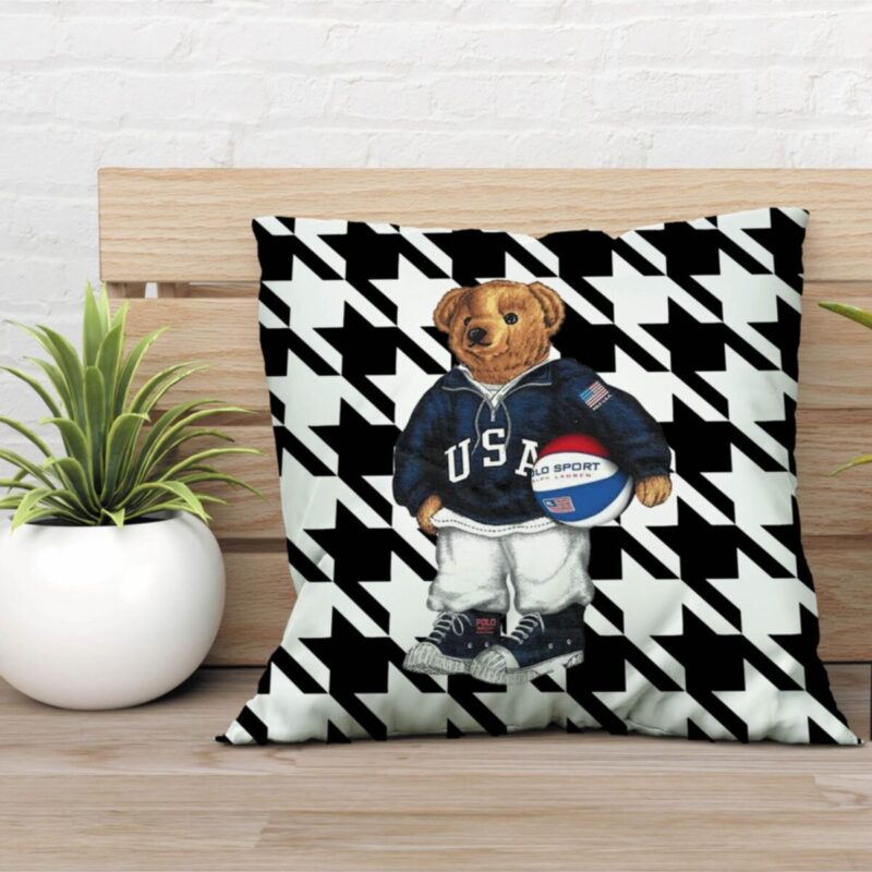 Özel Tasarım Çift Taraflı Teddy Bear 43x43 Kırlent Kılıfı