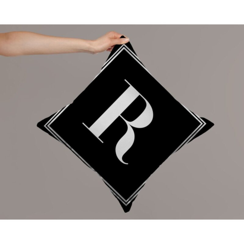 Harfli Kırlent Yastık Kılıfı R Harfi - 43x43 Cm