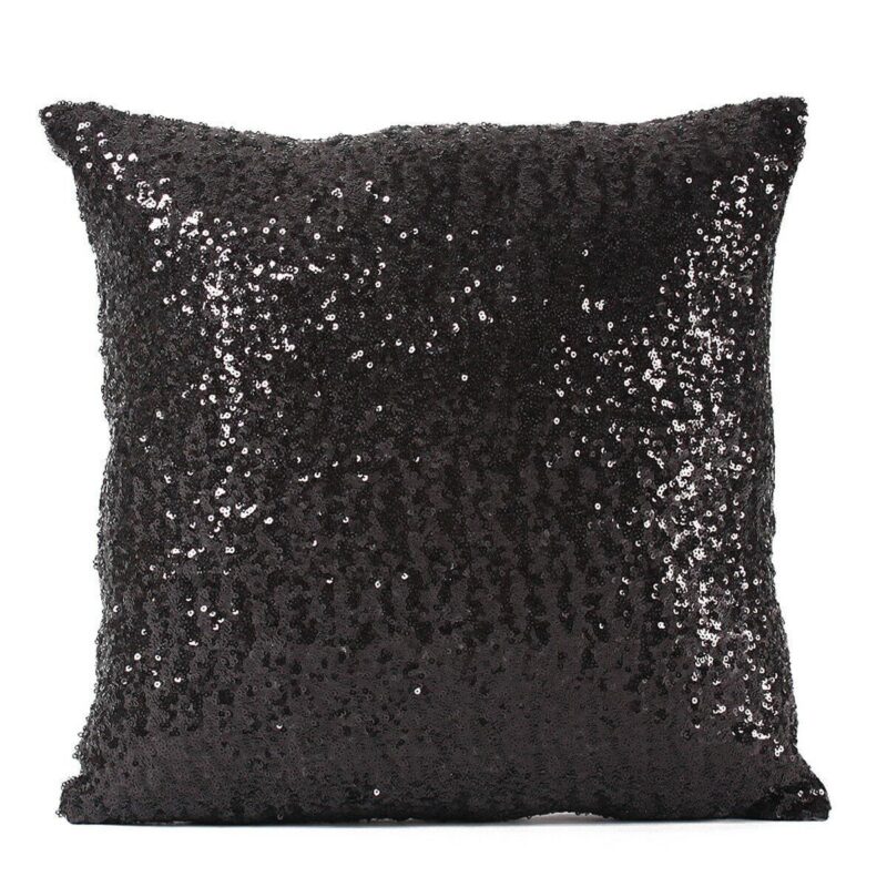 Siyah Çift Taraf Payetli Kırlent Kılıfı 43*43