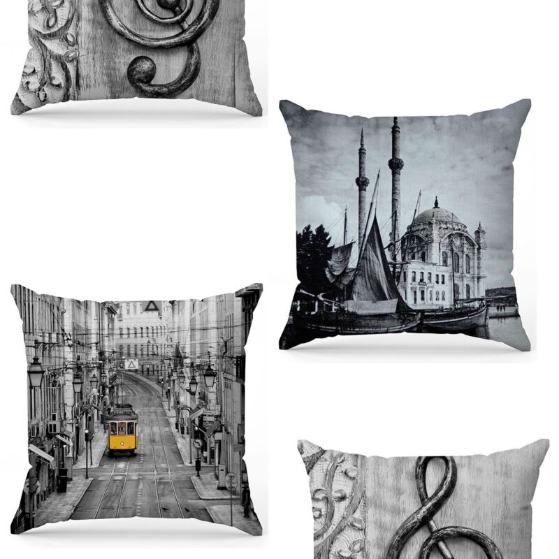 Özel Tasarım Çift Taraflı Dijital Baskı 4'lü Kırlent Kılıfı