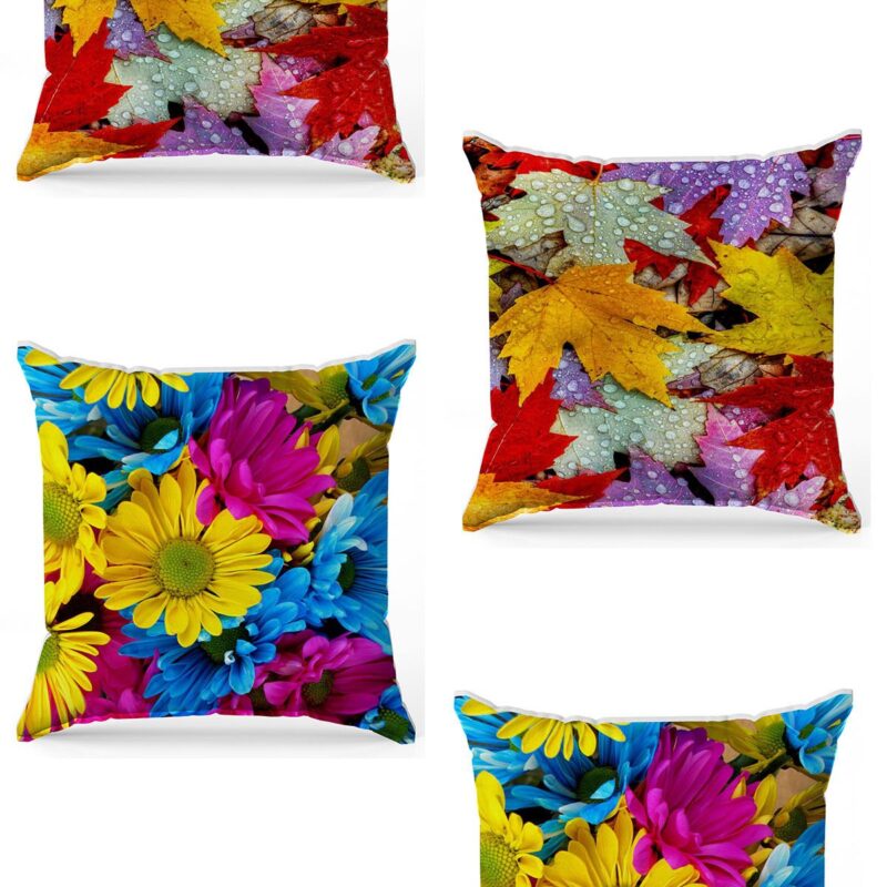 Özel Tasarım Çift Taraflı Dijital Baskı 4'lü Kırlent Kılıfı