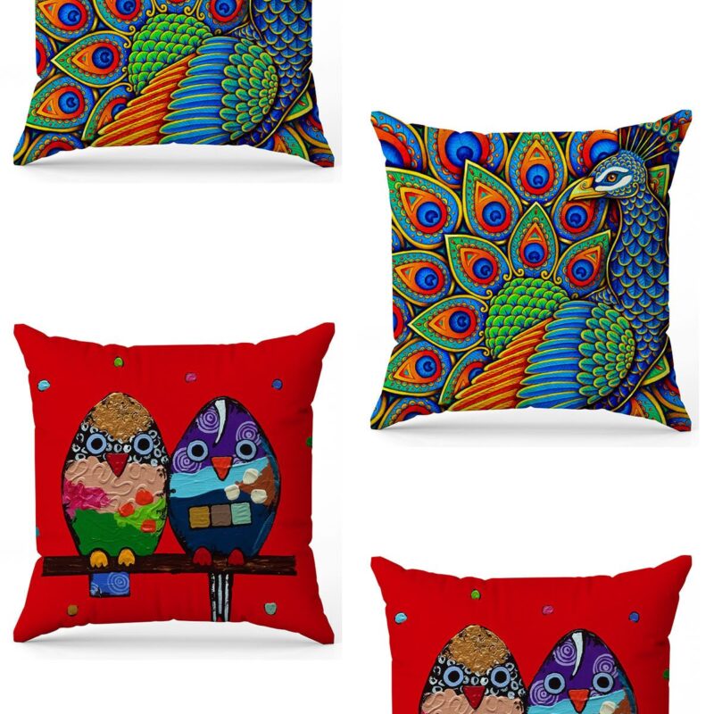 Özel Tasarım Çift Taraflı Dijital Baskı 4'lü Kırlent Kılıfı