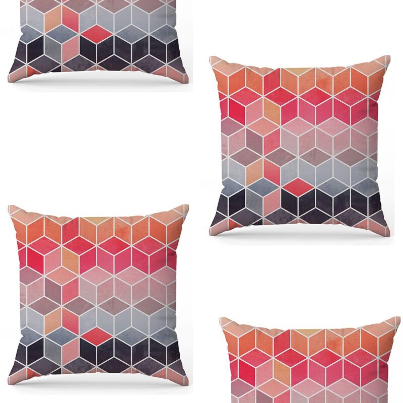 Özel Tasarım Çift Taraflı Dijital Baskı 4'lü Kırlent Kılıfı