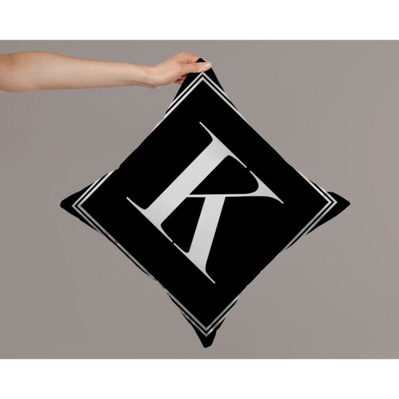 Harfli Kırlent Yastık Kılıfı K Harfi - 43x43 Cm