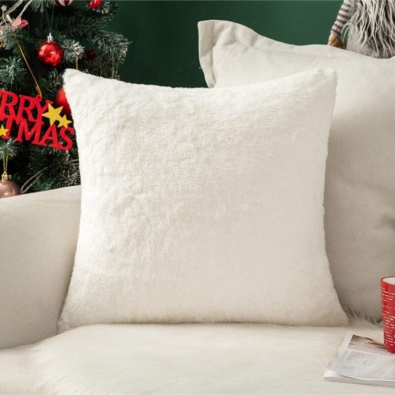 Peluş (rabbit) Tavşan Kırlent Kılıfı Beyaz