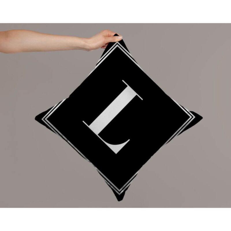 Harfli Kırlent Yastık Kılıfı L Harfi - 43x43 Cm