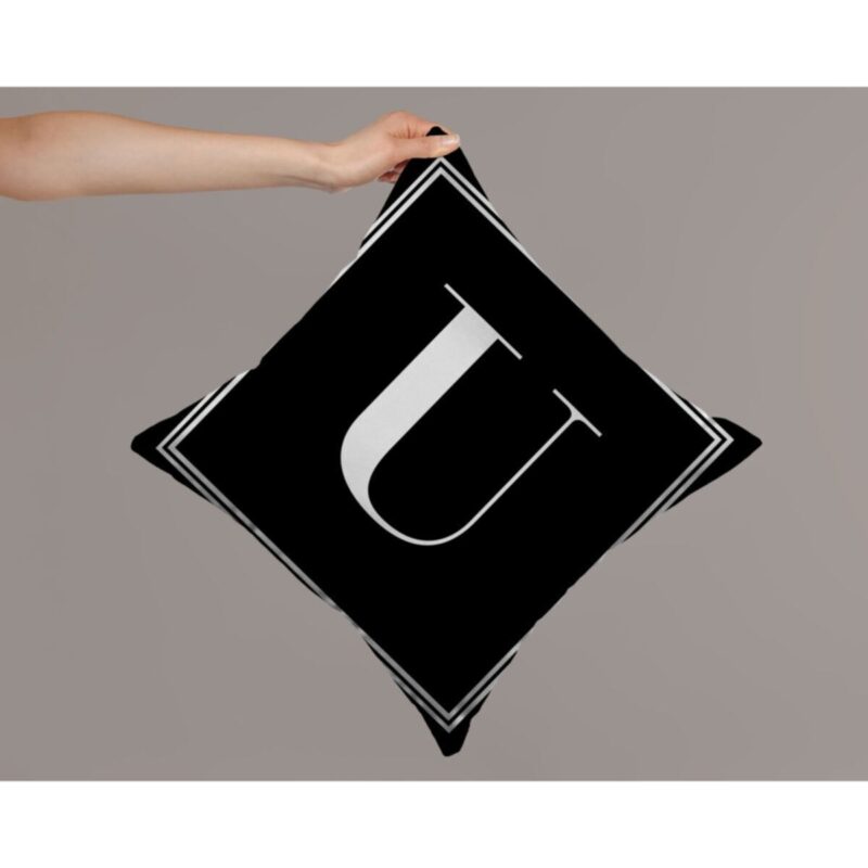 Harfli Kırlent Yastık Kılıfı U Harfi - 43x43 Cm