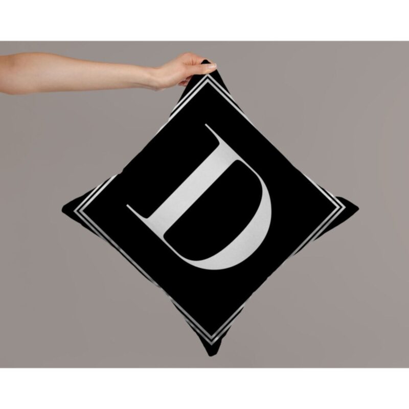 Harfli Kırlent Yastık Kılıfı D Harfi - 43x43 Cm