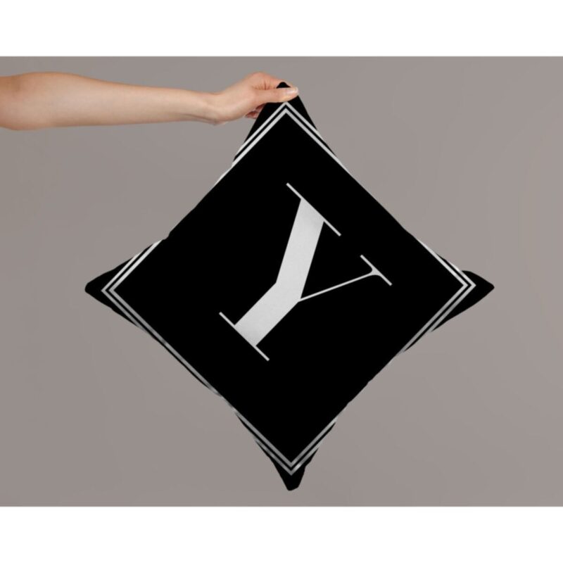 Harfli Kırlent Yastık Kılıfı Y Harfi - 43x43 Cm