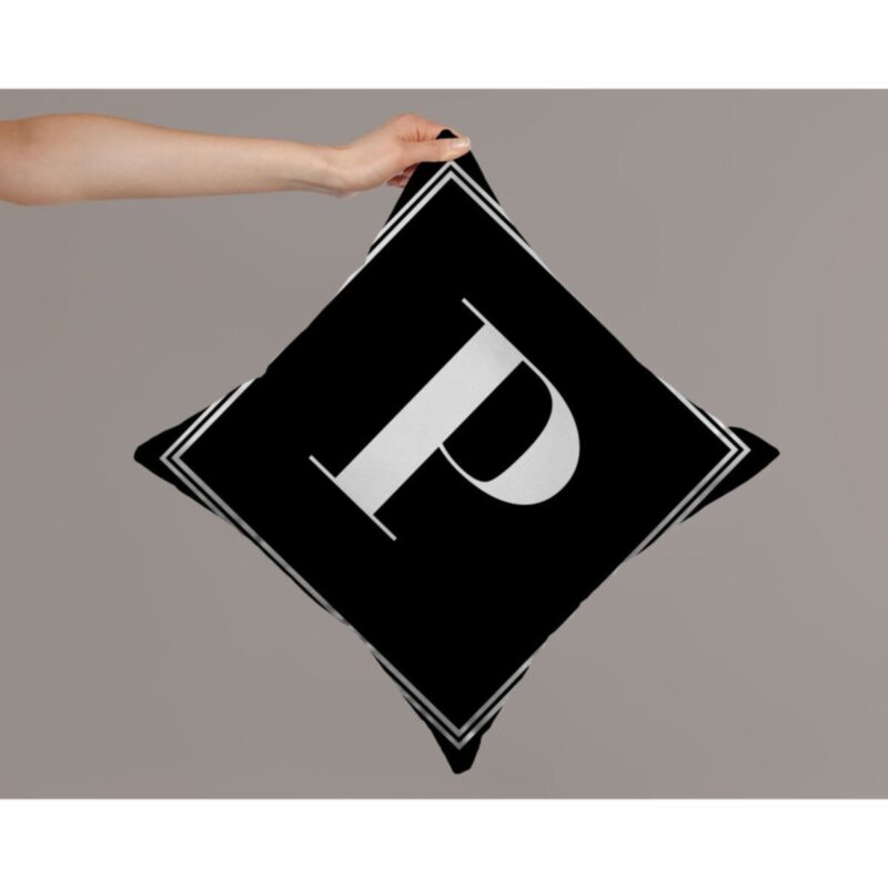 Harfli Kırlent Yastık Kılıfı P Harfi - 43x43 Cm