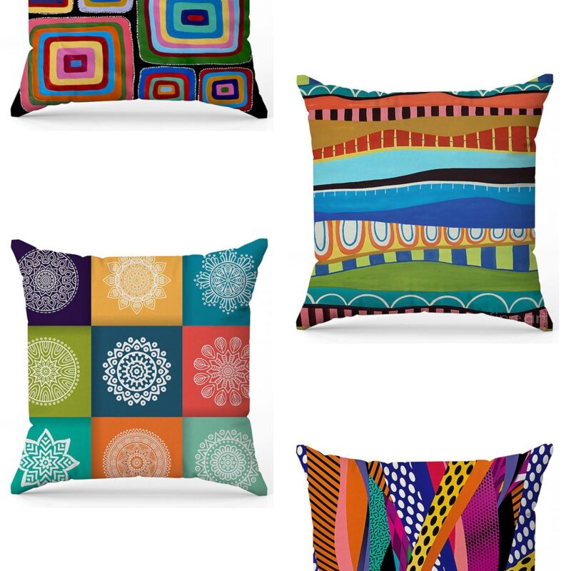 Özel Tasarım Çift Taraflı Dijital Baskı 4'lü Kırlent Kılıfı