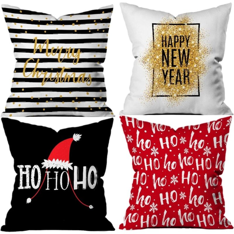 Yılbaşı Kombin 4 Lü Yastık Kırlent Kılıf Seti