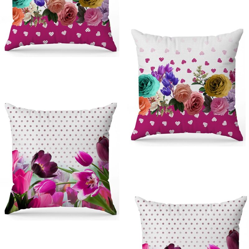 Özel Tasarım Çift Taraflı Dijital Baskı 4'lü Kırlent Kılıfı