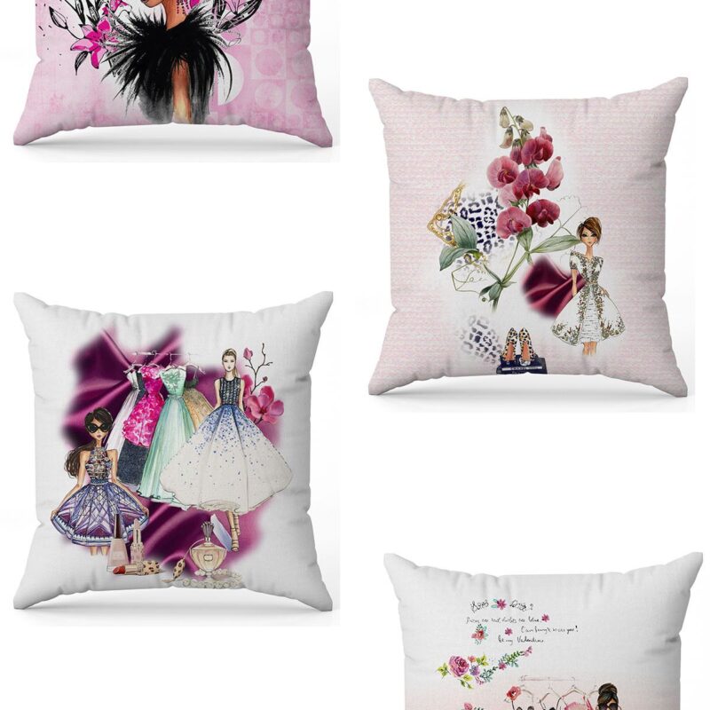 Özel Tasarım Çift Taraflı Dijital Baskı 4'lü Kırlent Kılıfı