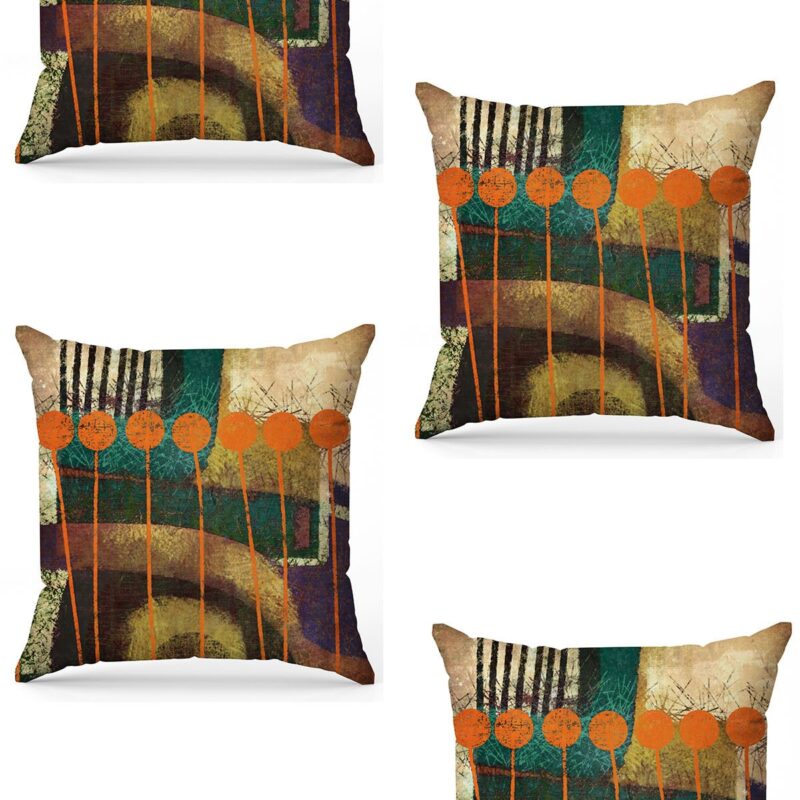 Özel Tasarım Çift Taraflı Dijital Baskı 4'lü Kırlent Kılıfı