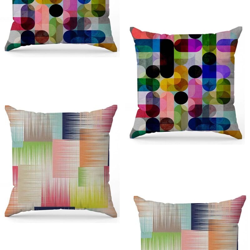 Özel Tasarım Çift Taraflı Dijital Baskı 4'lü Kırlent Kılıfı