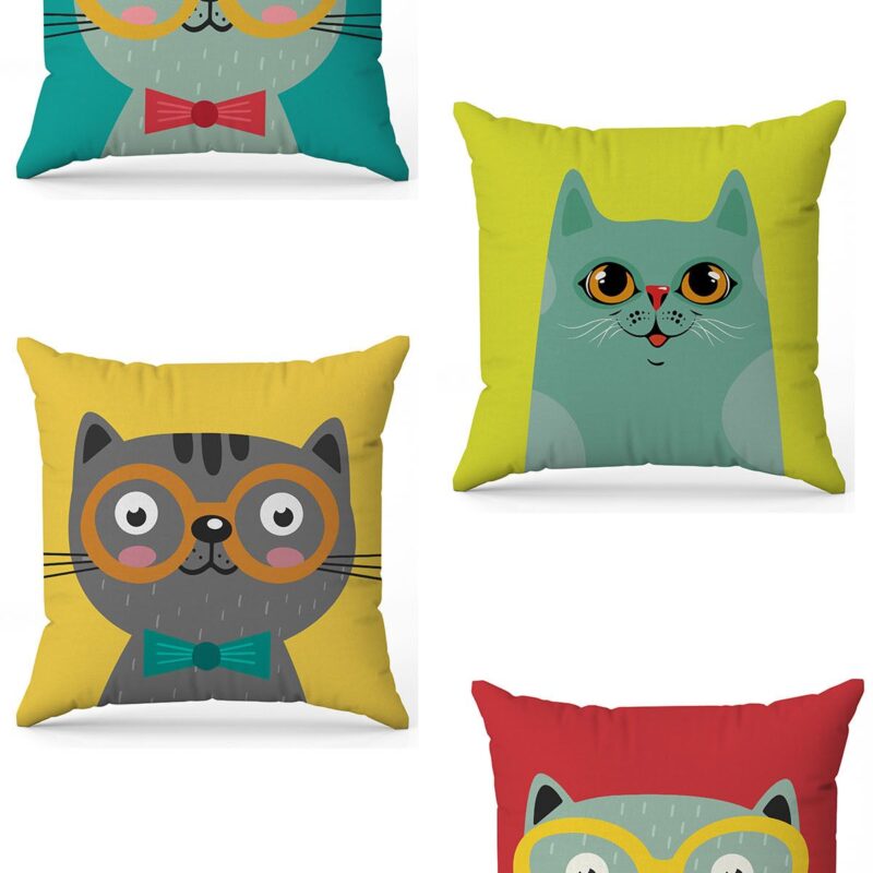 Özel Tasarım Çift Taraflı Dijital Baskı 4'lü Kırlent Kılıfı