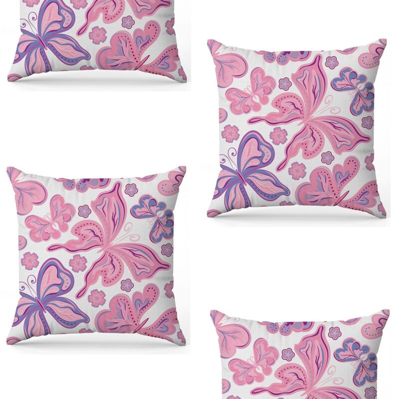 Özel Tasarım Çift Taraflı Dijital Baskı 4'lü Kırlent Kılıfı