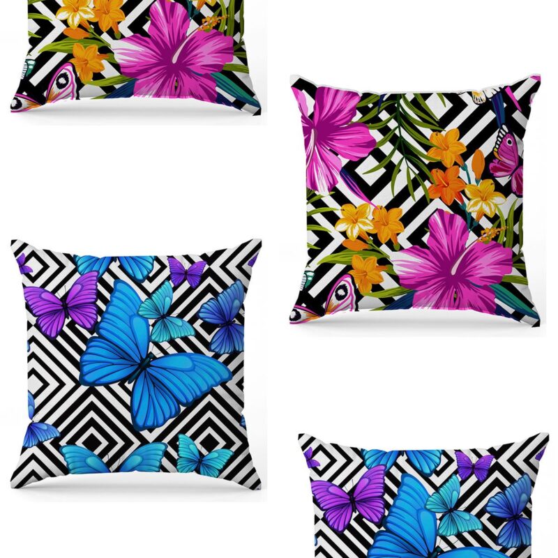 Özel Tasarım Çift Taraflı Dijital Baskı 4'lü Kırlent Kılıfı