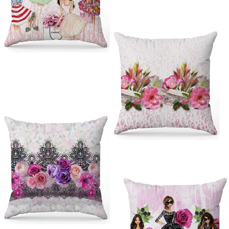 Özel Tasarım Çift Taraflı Dijital Baskı 4'lü Kırlent Kılıfı