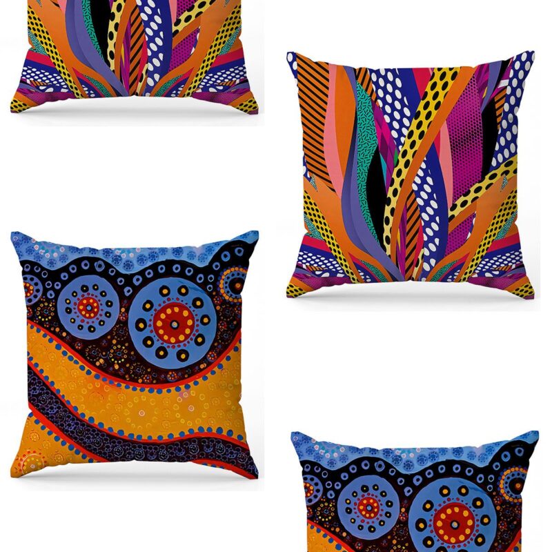 Özel Tasarım Çift Taraflı Dijital Baskı 4'lü Kırlent Kılıfı