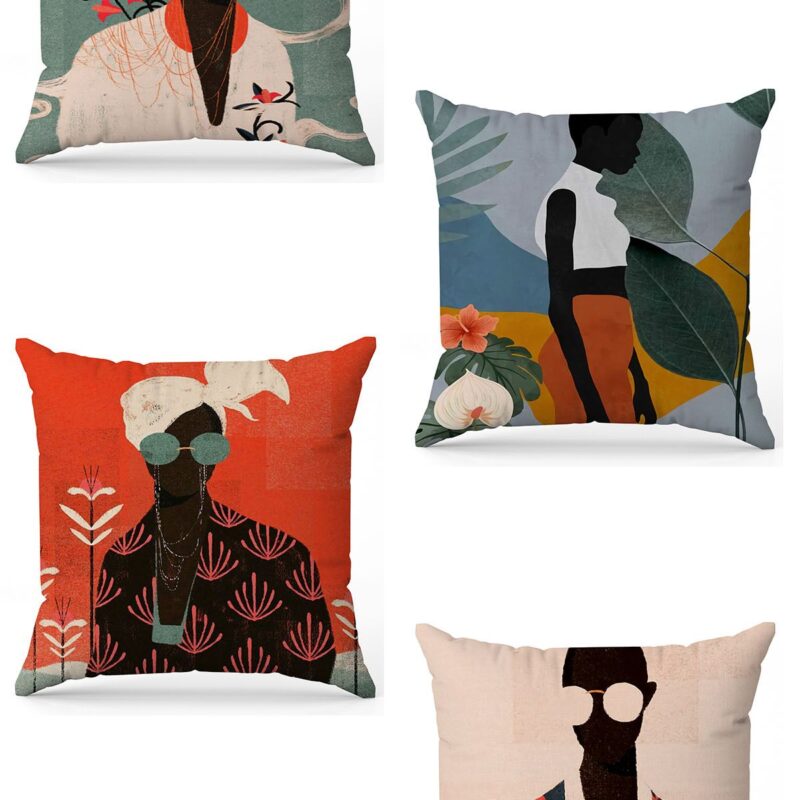 Özel Tasarım Çift Taraflı Dijital Baskı 4'lü Kırlent Kılıfı