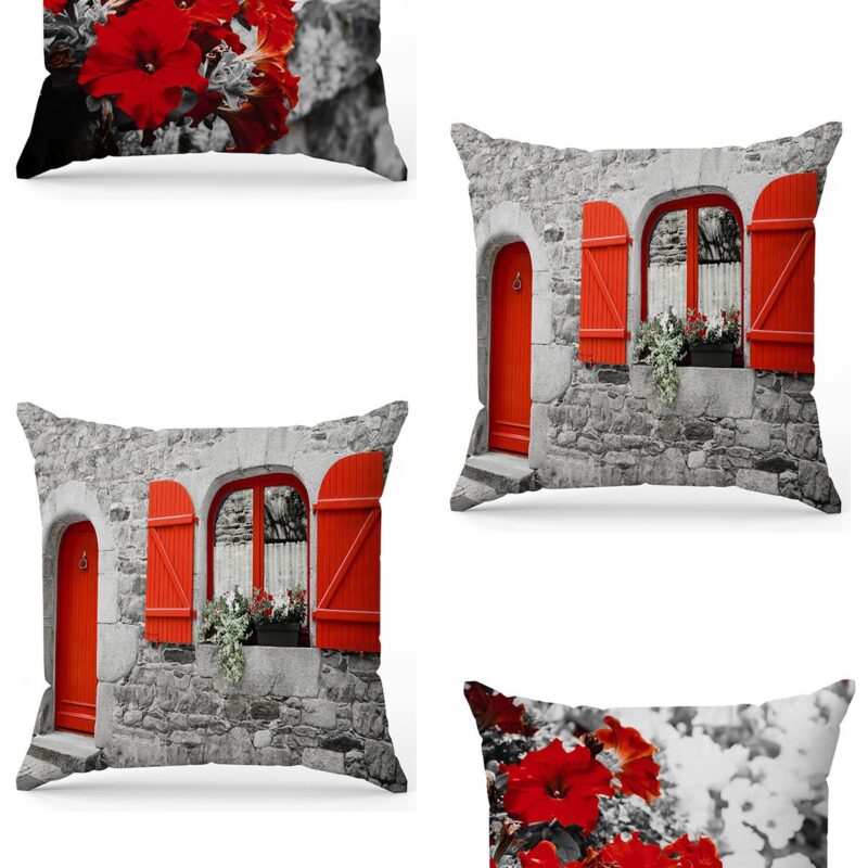 Özel Tasarım Çift Taraflı Dijital Baskı 4'lü Kırlent Kılıfı