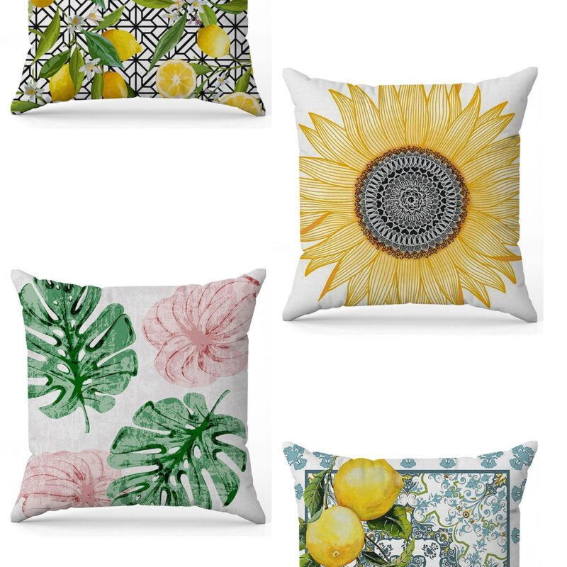 Özel Tasarım Çift Taraflı Dijital Baskı 4'lü Kırlent Kılıfı