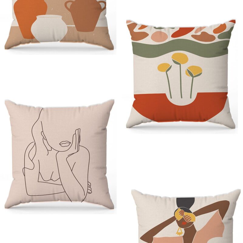 Özel Tasarım Çift Taraflı Dijital Baskı 4'lü Kırlent Kılıfı