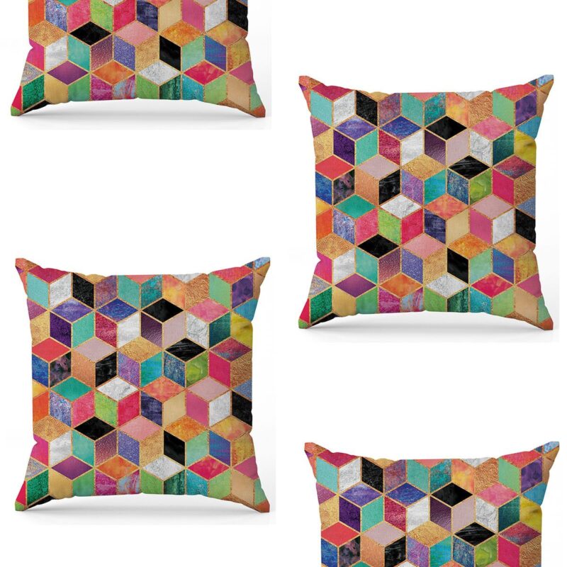 Özel Tasarım Çift Taraflı Dijital Baskı 4'lü Kırlent Kılıfı