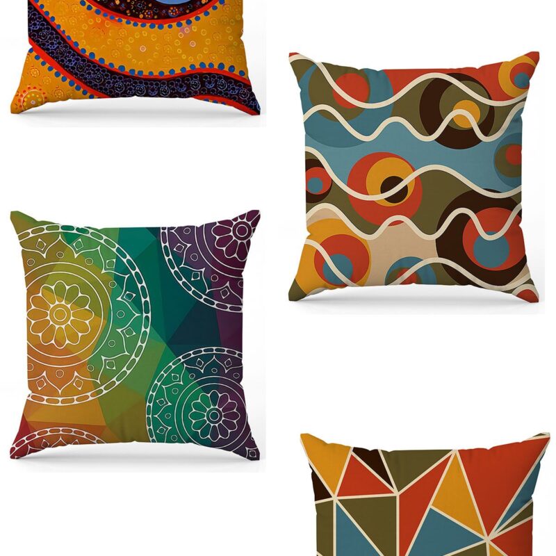 Özel Tasarım Çift Taraflı Dijital Baskı 4'lü Kırlent Kılıfı