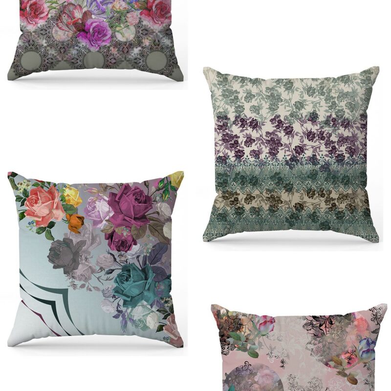 Özel Tasarım Çift Taraflı Dijital Baskı 4'lü Kırlent Kılıfı