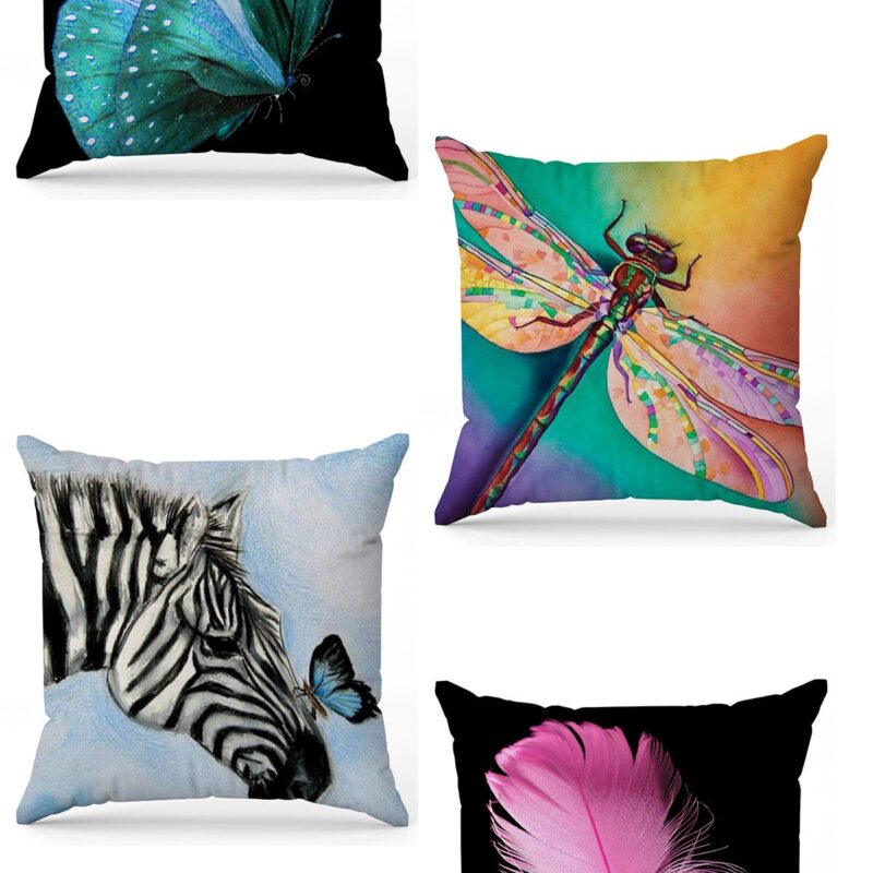 Özel Tasarım Çift Taraflı Dijital Baskı 4'lü Kırlent Kılıfı