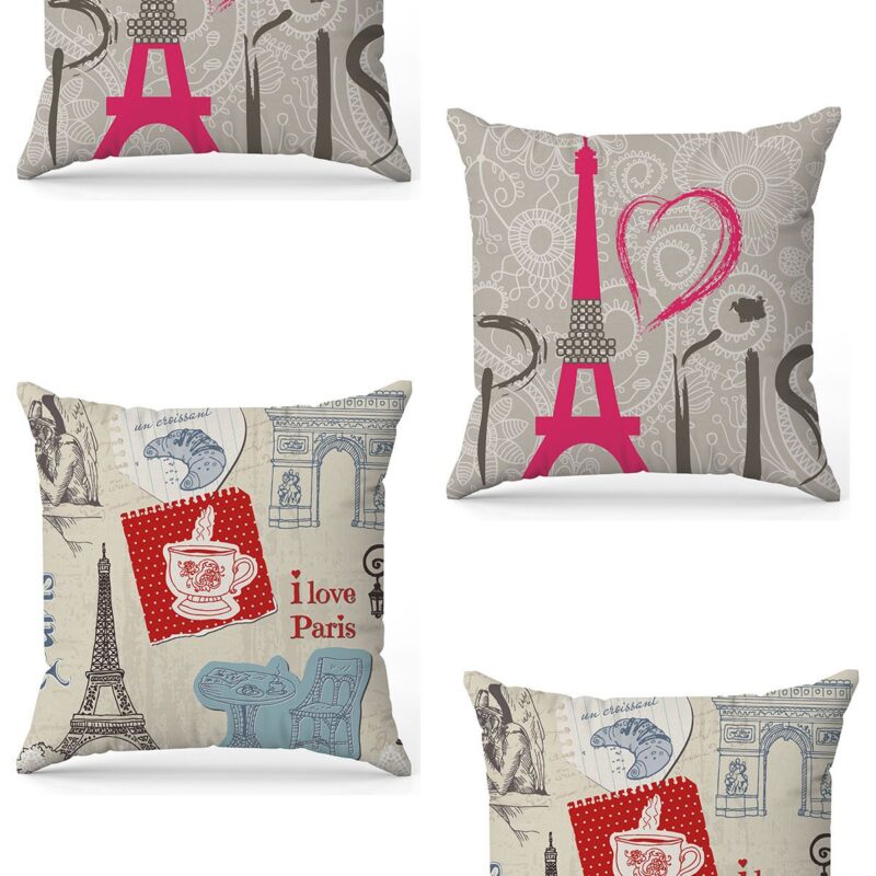 Özel Tasarım Çift Taraflı Dijital Baskı 4'lü Kırlent Kılıfı