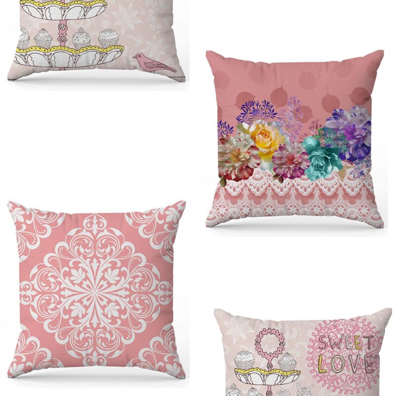 Özel Tasarım Çift Taraflı Dijital Baskı 4'lü Kırlent Kılıfı