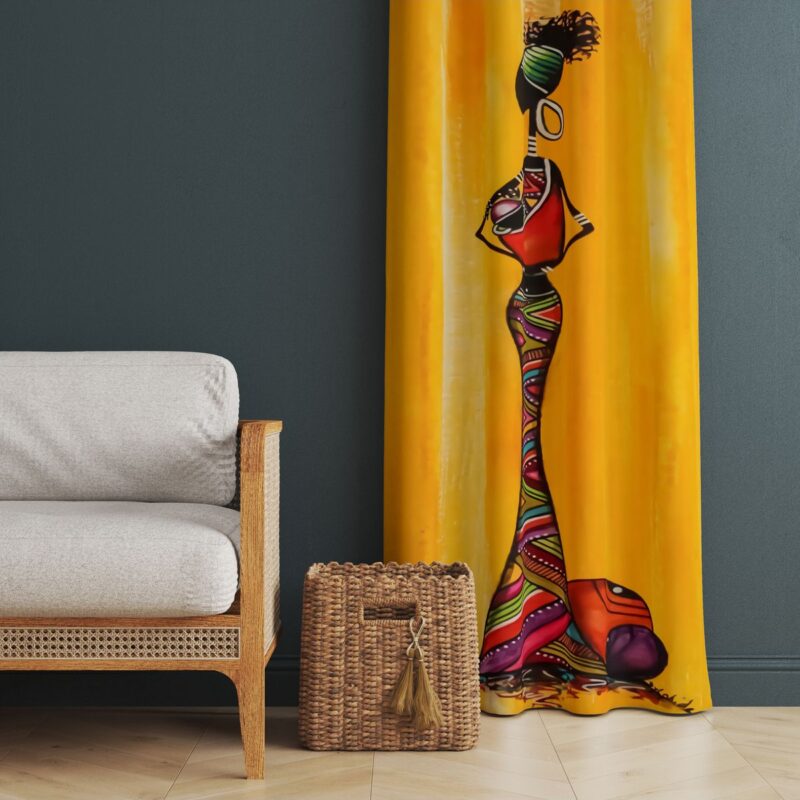 Dekoratif Figür ve Soyut Motifli Fon Perde – Dinamik ve Şık Tasarım 140x260 CM Tek Kanat