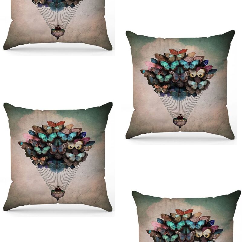 Özel Tasarım Çift Taraflı Dijital Baskı 4'lü Kırlent Kılıfı