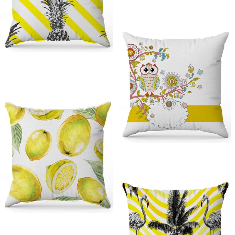 Özel Tasarım Çift Taraflı Dijital Baskı 4'lü Kırlent Kılıfı