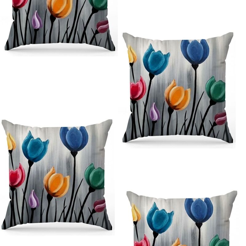 Özel Tasarım Çift Taraflı Dijital Baskı 4'lü Kırlent Kılıfı