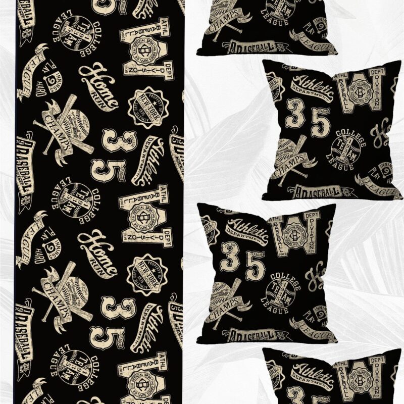 Özel Tasarım Runner ve 4'lü Kırlent Kılıfı Seti 5 Parça (140x40) (43x43 cm)