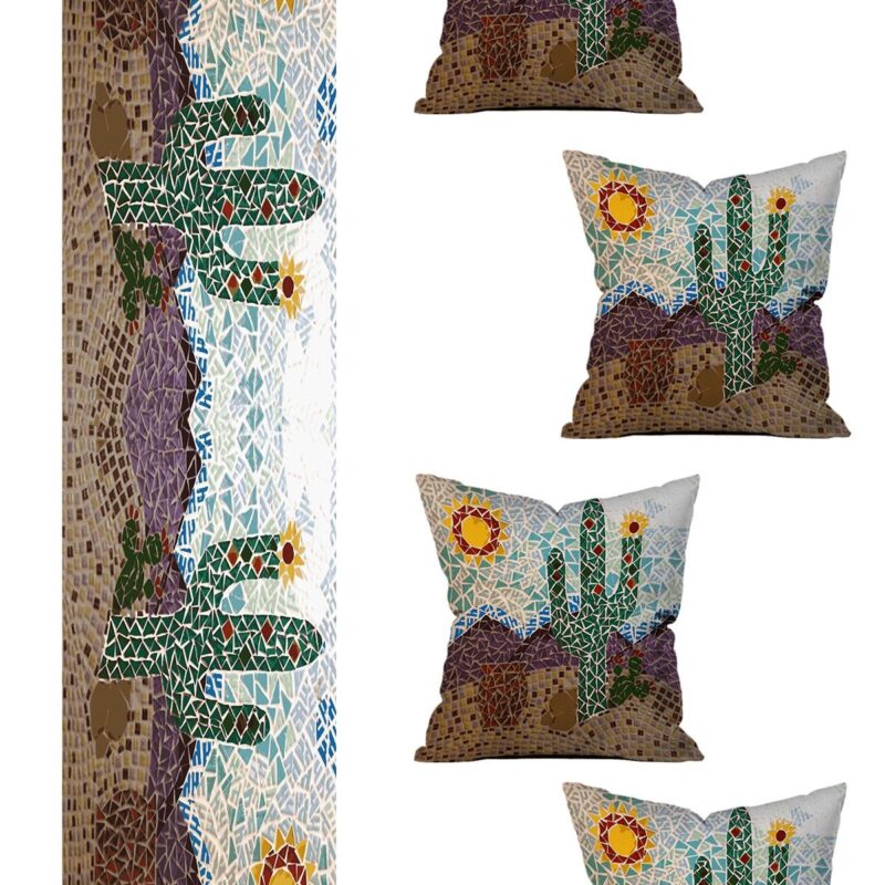 Özel Tasarım Runner Ve 4'lü Kırlent Kılıfı Seti 5 Parça